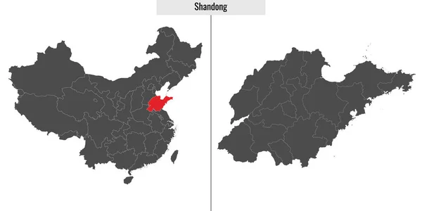 Karta Över Shandongprovinsen Kina Och Plats Kinesisk Karta — Stock vektor
