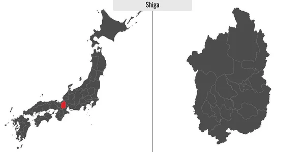 Mappa Prefettura Shiga Del Giappone Posizione Sulla Mappa Giapponese — Vettoriale Stock