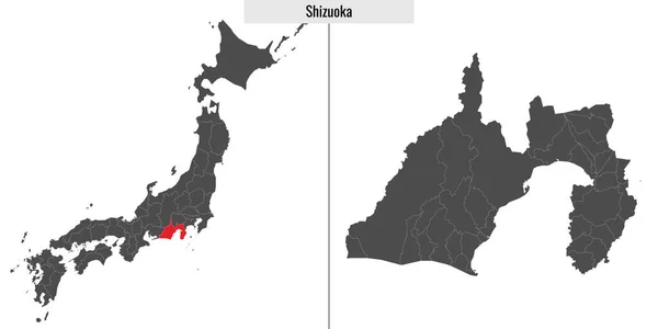 Mapa Shizuoka Prefektura Japonii Lokalizacja Japońskiej Mapie — Wektor stockowy