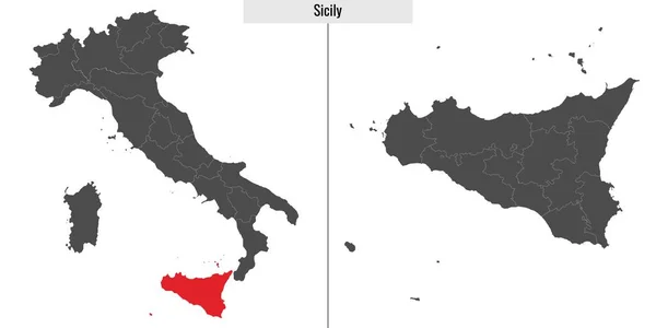 Mappa Sicilia Provincia Italia Posizione Sulla Mappa Italiana — Vettoriale Stock
