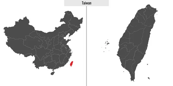 Mappa Taiwan Provincia Cina Posizione Sulla Mappa Cinese — Vettoriale Stock