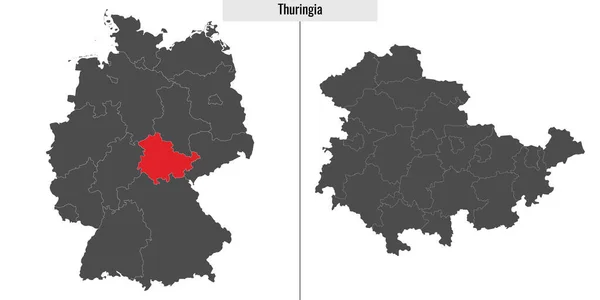Kaart Van Thüringen Deelstaat Duitsland Ligging Duitse Kaart — Stockvector