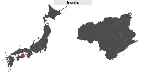 Χάρτης Του Νομού Τοκουσίμα Της Ιαπωνίας Και Τοποθεσία Στον Ιαπωνικό — Διανυσματικό Αρχείο
