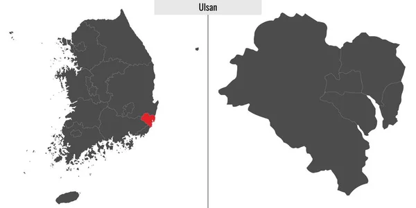 Mappa Ulsan Stato Della Corea Del Sud Posizione Sulla Mappa — Vettoriale Stock