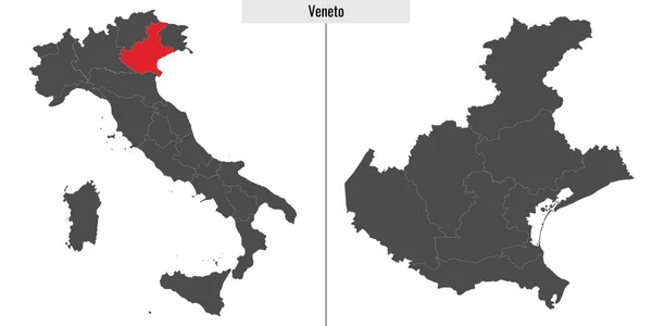 意大利威尼托省地图和意大利地图上的位置 — 图库矢量图片