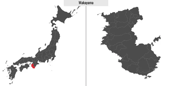 Χάρτης Του Νομού Wakayama Της Ιαπωνίας Και Τοποθεσία Στον Ιαπωνικό — Διανυσματικό Αρχείο