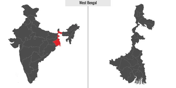 西孟加拉邦地图和印度地图上的位置 — 图库矢量图片