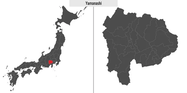 Mapa Yamanashi Prefektura Japonii Lokalizacja Japońskiej Mapie — Wektor stockowy