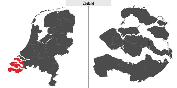 Mapa Zelanda Región Holanda Ubicación Mapa Holandés — Vector de stock