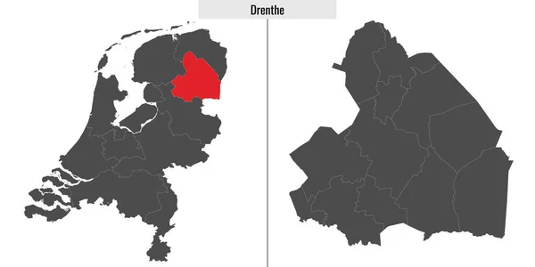 Mappa Drenthe Regione Dei Paesi Bassi Posizione Sulla Mappa Olandese — Vettoriale Stock