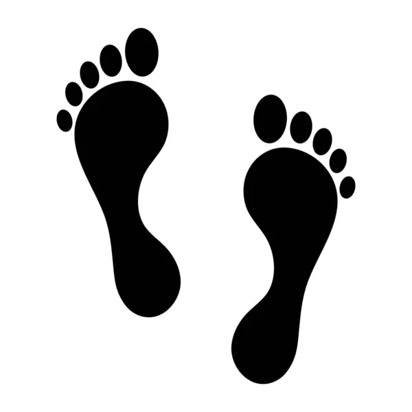 白色背景下孤立的人类脚印图标 — 图库矢量图片