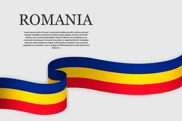 Flaga Wstążki Rumunii Streszczenie Tła — Wektor stockowy