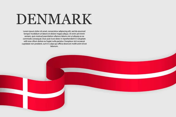 Ribbon Flag Denmark Abstract Background — Stock Vector