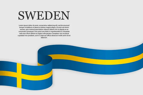 Ленточный Флаг Швеции Абстрактный Фон — стоковый вектор