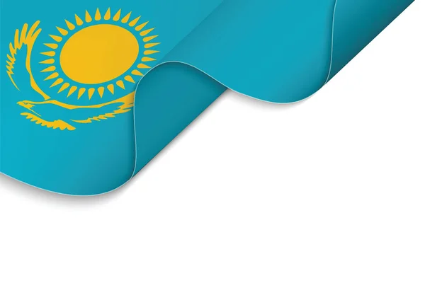 카자흐스탄의 흔들리는 깃발로 둘러싸인 — 스톡 벡터