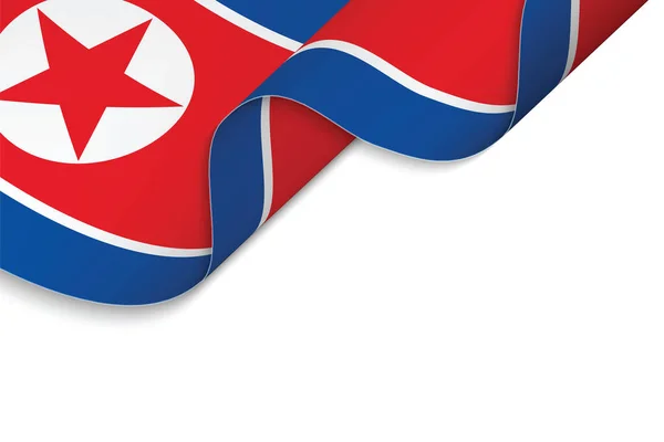 Sfondo Con Bandiera Sventolante Della Corea Del Nord — Vettoriale Stock