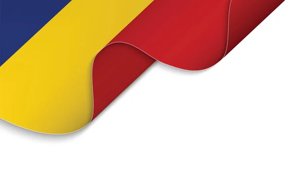 Antecedentes Com Bandeira Ondulante Roménia — Vetor de Stock