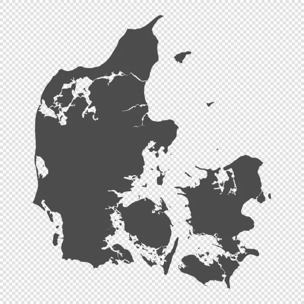 Υψηλής Λεπτομέρειας Απομονωμένος Χάρτης Δανία — Διανυσματικό Αρχείο