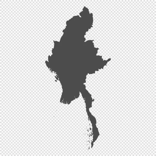 Mapa Isolado Detalhado Alto Myanmar — Vetor de Stock