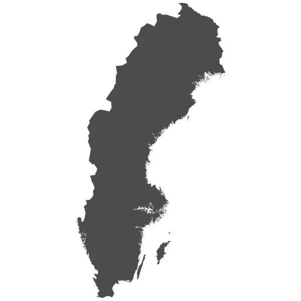 Alta Mappa Isolata Dettagliata Svezia — Vettoriale Stock