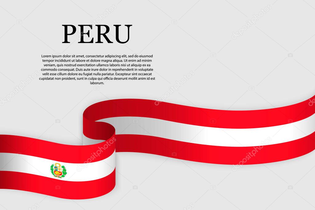 Ribbon flag of Peru. Abstract background