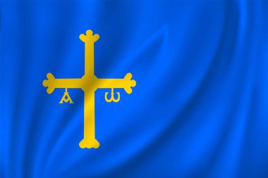 İpek arka planda rüzgarda dalgalanan Asturias bayrağı. İspanya