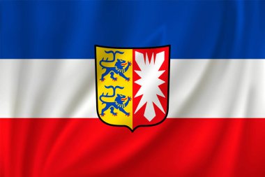 İpek arka planda rüzgarda dalgalanan Schleswig-Holstein bayrağı