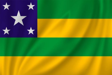 İpek arka planda rüzgarda dalgalanan Sergipe bayrağı. Brezilya Eyaleti