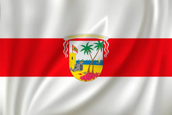 Bandeira Atlantico Acenando Vento Sobre Fundo Seda Departamento Colômbia —  Vetores de Stock