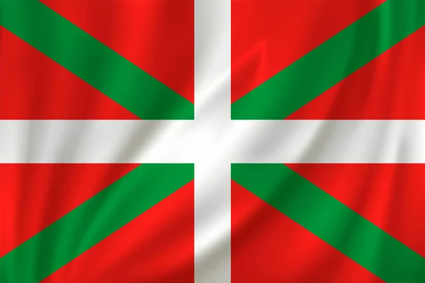 Bandiera Dei Paesi Baschi Sventola Nel Vento Sfondo Seta Stato — Vettoriale Stock