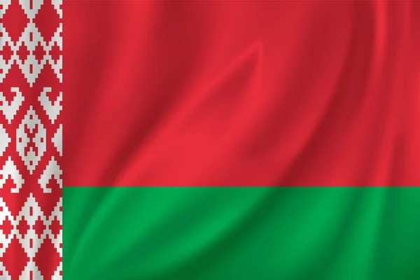 白俄罗斯国旗在风中飘扬 背景为丝绸 — 图库矢量图片