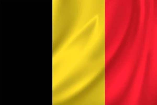 比利时国旗在风中飘扬 背景为丝绸 — 图库矢量图片