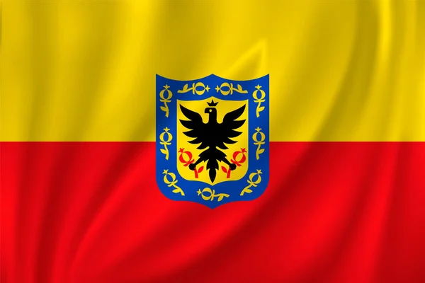 Bandeira Bogotá Acenando Vento Sobre Fundo Seda Departamento Colômbia — Vetor de Stock