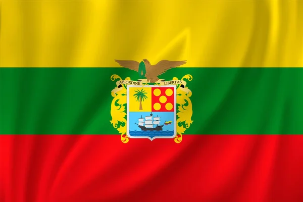 Bandeira Bolívar Acenando Vento Sobre Fundo Seda Departamento Colômbia —  Vetores de Stock