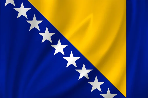 Pek Arka Planda Rüzgarda Dalgalanan Bosna Bayrağı — Stok Vektör