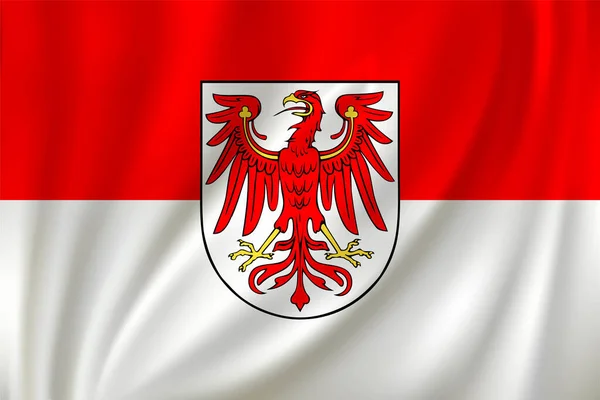 Bandeira Brandenburg Acenando Vento Sobre Fundo Seda Estado Alemanha — Vetor de Stock