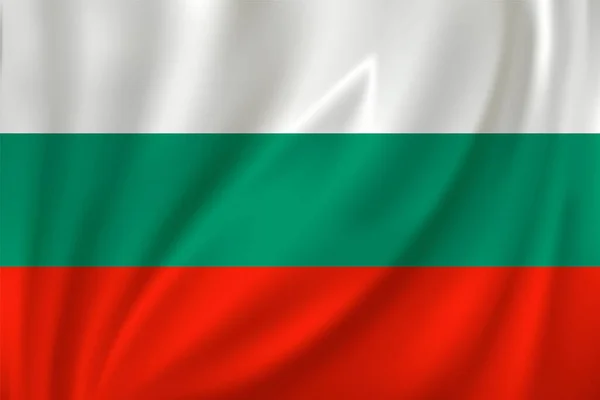 保加利亚国旗在风中飘扬 背景为丝绸 — 图库矢量图片