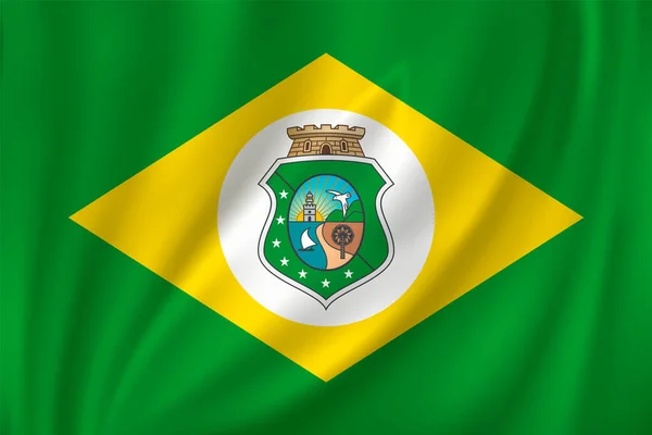 Zászló Ceara Integetett Szél Selyem Háttér Brazília Állam — Stock Vector