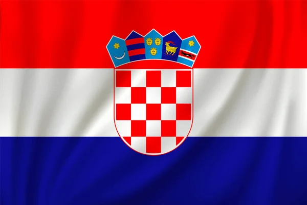 Bandeira Croácia Acenando Vento Sobre Fundo Seda —  Vetores de Stock