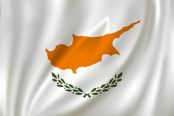 絹の背景に風に揺れるキプロスの旗 — ストックベクタ