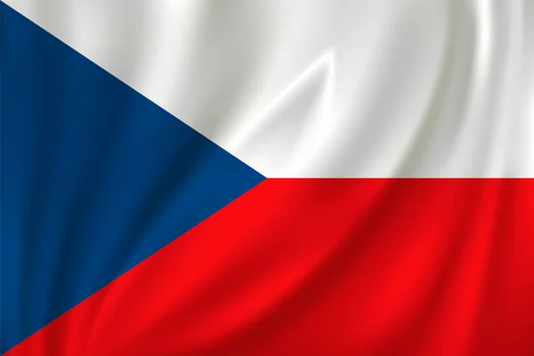 Vlag Van Tsjechië Wapperend Wind Zijden Achtergrond — Stockvector