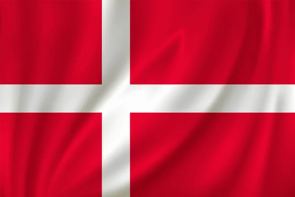 Flagge Dänemarks Weht Wind Auf Seidenem Hintergrund — Stockvektor