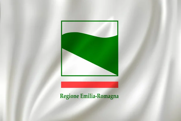 Emilia Romagna Bayrağı Ipek Arka Planda Rüzgarda Sallanıyor Devlet Talya — Stok Vektör