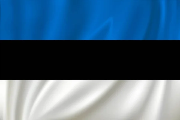Flagge Von Estland Weht Wind Auf Seidenem Hintergrund — Stockvektor