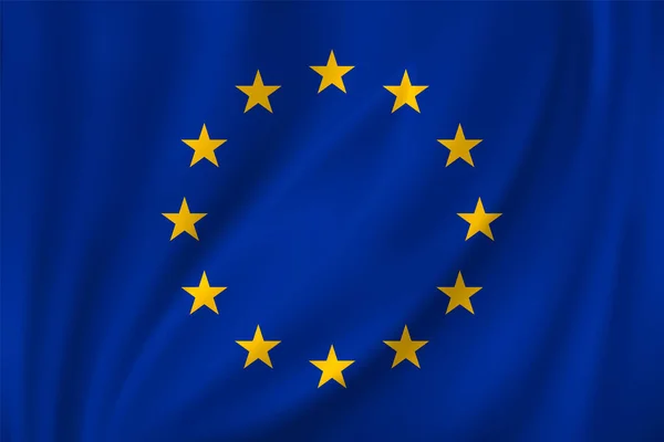 Zászló Európai Unió Integetett Szél Selyem Háttér — Stock Vector