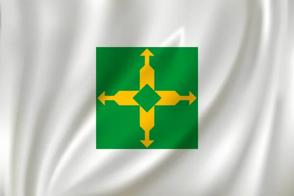 Flaga Dystryktu Federalnego Machająca Wietrze Jedwabnym Tle Państwo Brazylia — Wektor stockowy