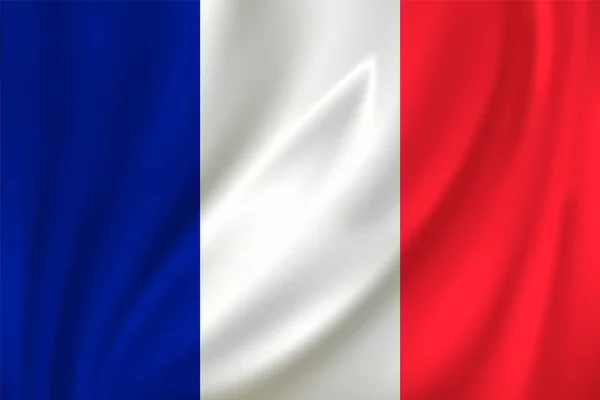 Bandiera Francia Sventola Nel Vento Sfondo Seta — Vettoriale Stock