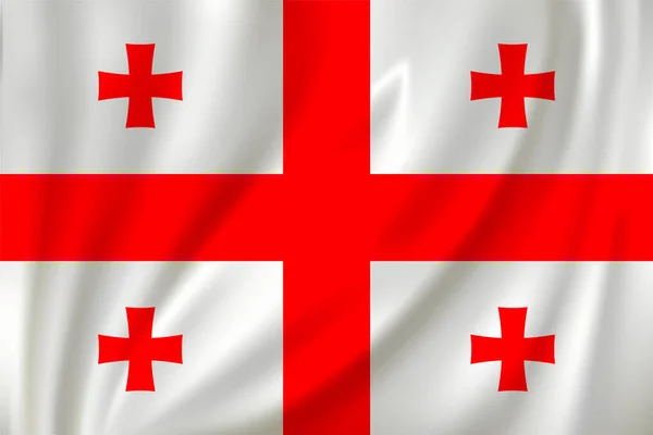Флаг Грузии Машущий Ветру Шелковом Фоне — стоковый вектор