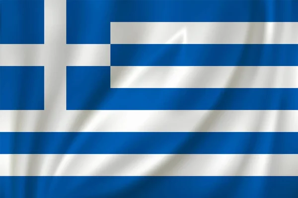 Флаг Греции Размахивающий Ветру Шелковом Фоне — стоковый вектор
