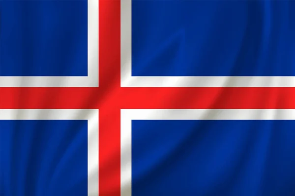 冰岛国旗在风中飘扬 背景为丝绸 — 图库矢量图片
